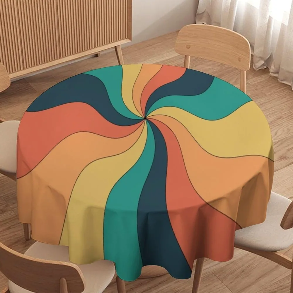 Century Textile & Sewing Supply - Retro Groovy Swirl Round Tablecloth Abstract