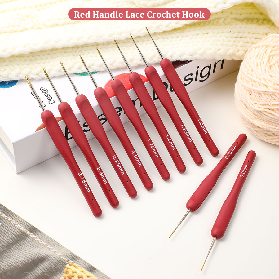 10pcs Red Crochet Set Kit Sili - огляд і ціна Textile Sewing Kit