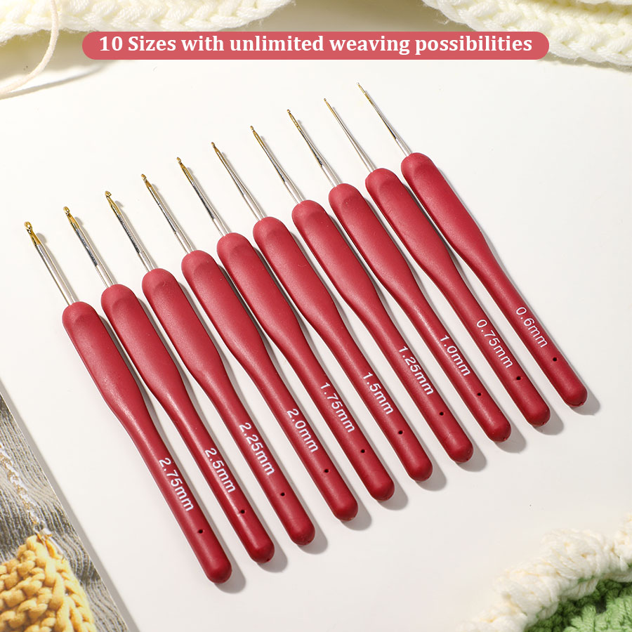 10pcs Red Crochet Set Kit Sili - огляд і ціна Textile Sewing Kit