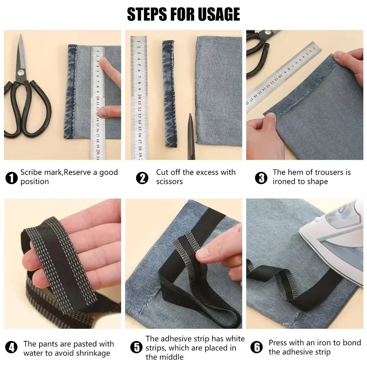 78.74inch Pants Edge Shorten S - огляд і ціна Hem Tape Fusible