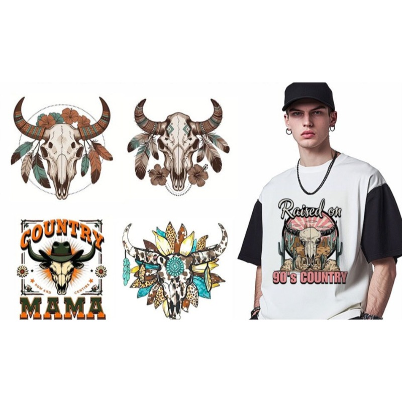 Custom Bull Skull Feather DTF  - огляд і ціна Iron On Patch