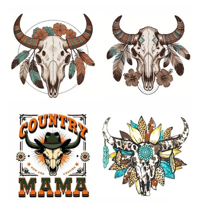 Custom Bull Skull Feather DTF  - огляд і ціна Iron On Patch