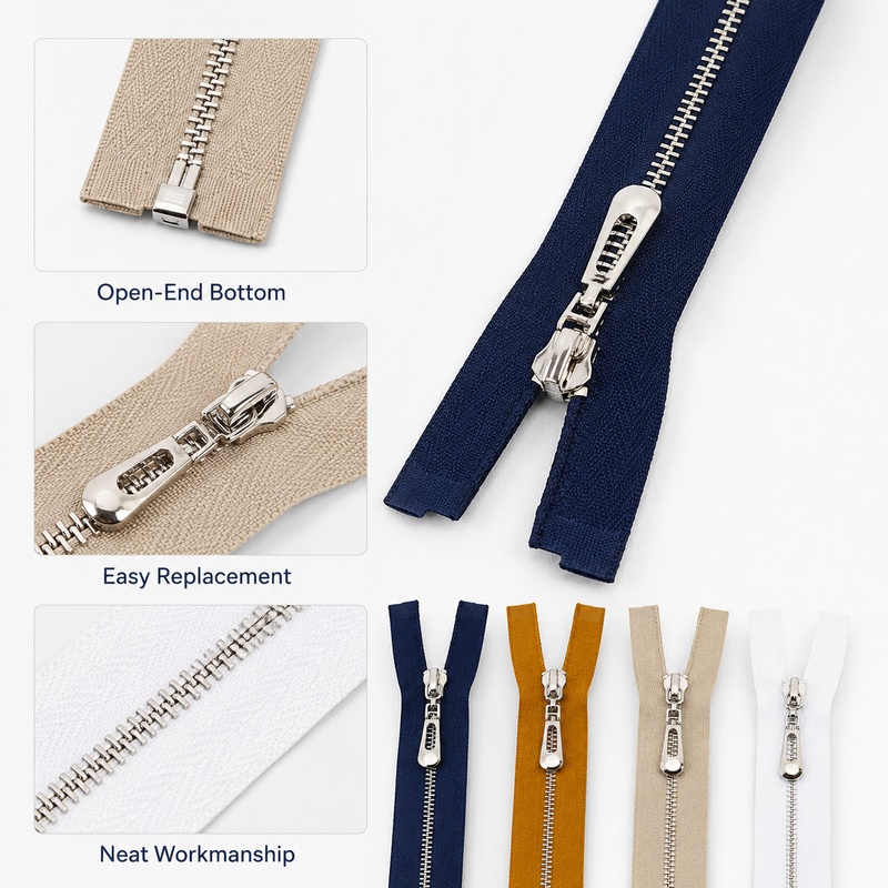5Pcs 3# 40-70cm Metal Open-End - огляд і ціна Sewing Front Zipper